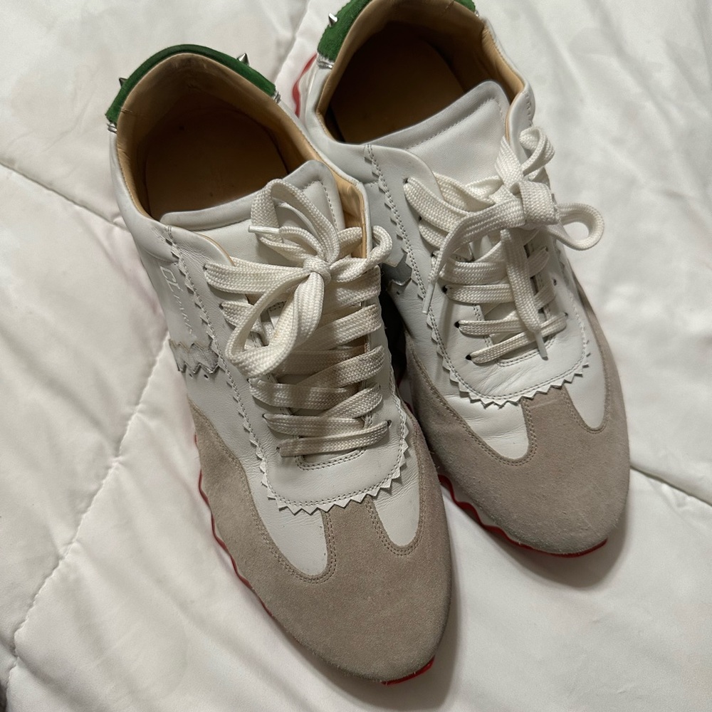 $ 650 Christian Louboutin Loubishark Flat Sneaker White US size 44